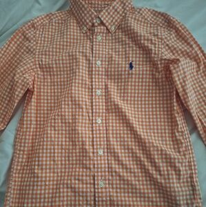 Ralph Lauren Orange Checkered Shirt with Blue Logo
